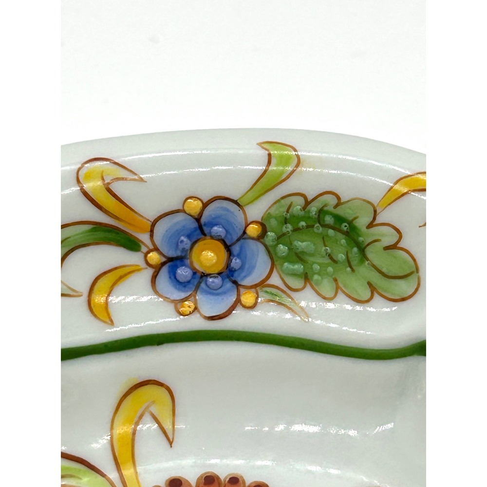 Sherle Wagner Italy Hand Painted Floral Porcelain Scalloped Soap Trinket Dish - Picture 7 of 13